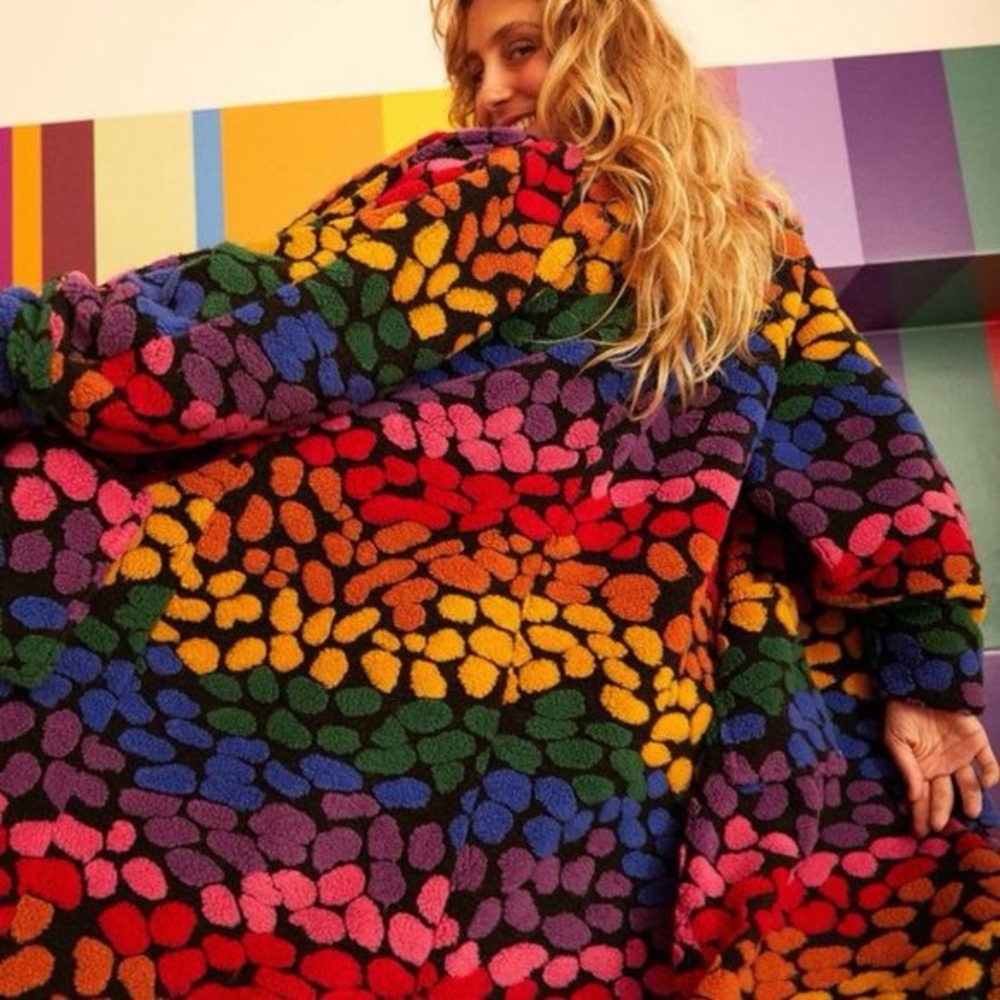 Farm Rio Rainbow Leopards Fleece Duster Cardigan